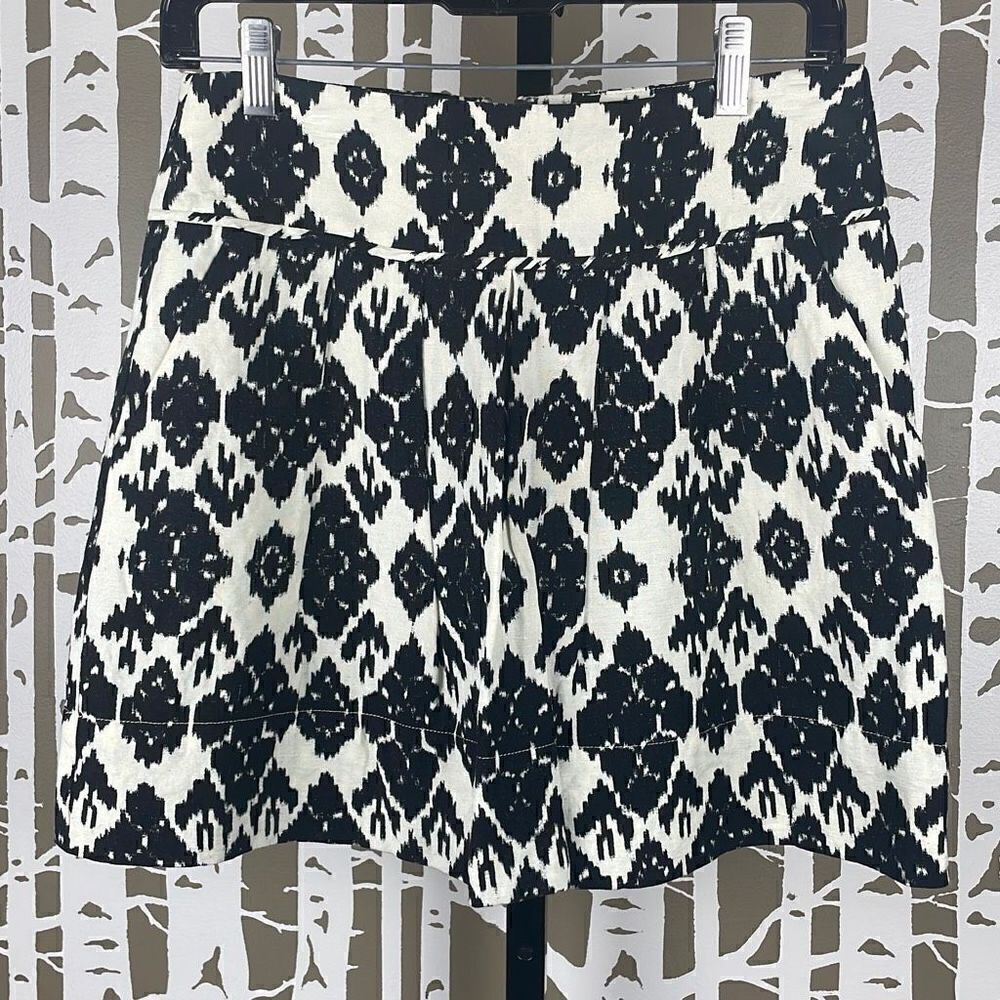 Linen Blend Ikat Print Mini Skirt 00